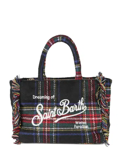 MC2 SAINT BARTH COLETTE PLAID FRINGE TOTE BAG