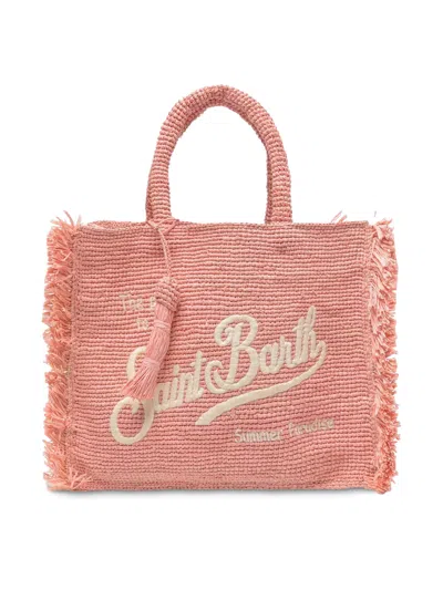 Mc2 Saint Barth Colette Raffia Fringes Pink Bag