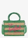 Mc2 Saint Barth Colette Raffia Handbag With White And Green Stripes In Green