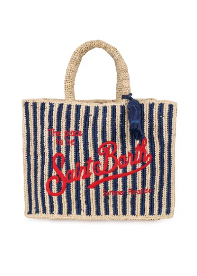 Mc2 Saint Barth Colette Raffia Navy Blue Stripes Handbag