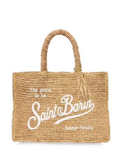 Mc2 Saint Barth Colette Raffia Tote Bag In Nude