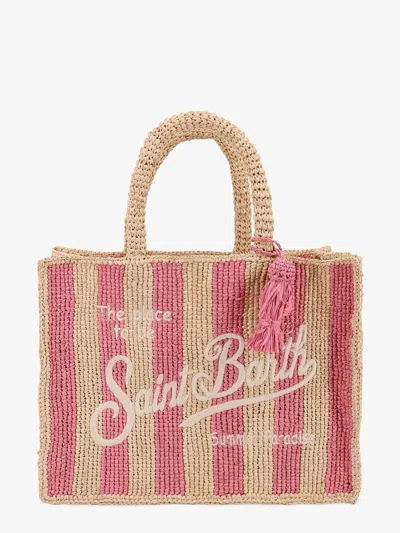 Mc2 Saint Barth Colette Rafia Handbag With Stripes Motif