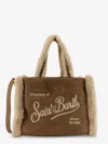 Mc2 Saint Barth Colette Shearling Pied De Poule Shoulder Bag In Brown