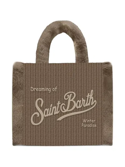 Mc2 Saint Barth Colette Shearling Rib Tote Bag In Neutral