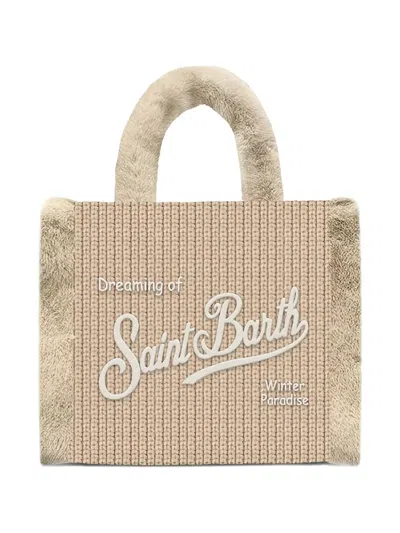 Mc2 Saint Barth Colette Shearling Rib Tote Bag In Neutral