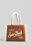 Mc2 Saint Barth Colette Shearling Tote In Brown