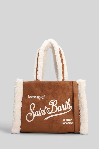 Mc2 Saint Barth Colette Shearling Tote In Brown