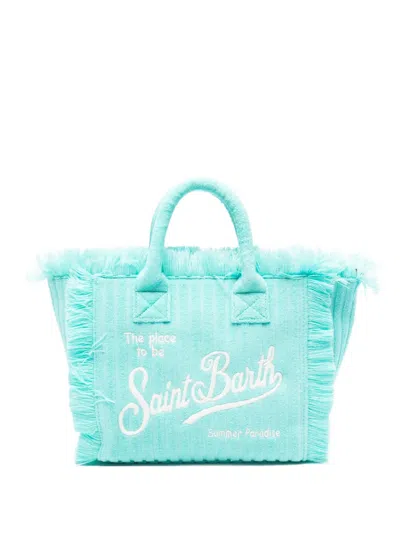 Mc2 Saint Barth Colette Sponge Fringe-detail Tote Bag In Blue