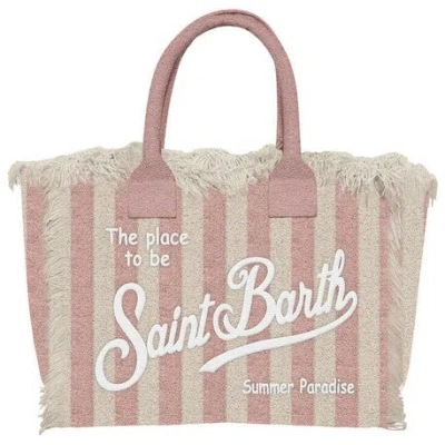 Mc2 Saint Barth Colette Sponge Terry Stripes Cream &amp; Pink Bag