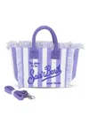 Mc2 Saint Barth Colette Sponge Terry Stripes White &amp; Purple Bag