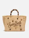 Mc2 Saint Barth Colette - Straw Effect Bag With Wooden Beads And Embroidered Logo In Emb