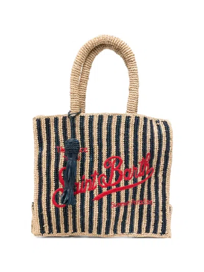 Mc2 Saint Barth Colette Striped Raffia Tote Bag In Neutral