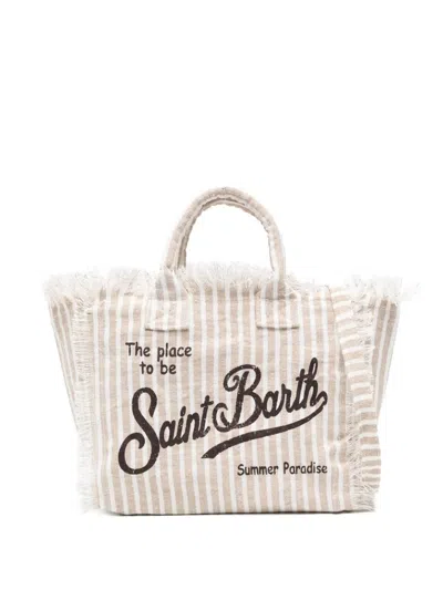 Mc2 Saint Barth Colette Stripes Fringed Tote Bag In Multi