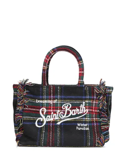 Mc2 Saint Barth Colette Tartan-pattern Tote Bag In Black