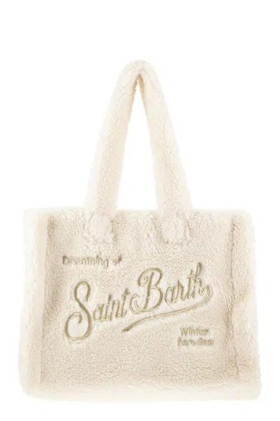 Mc2 Saint Barth Colette Teddy - Sherpa Handbag With Logo In Neutral