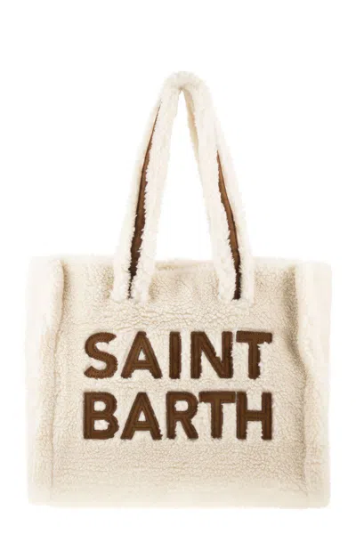 Mc2 Saint Barth Colette Teddy - Sherpa Handbag With Logo In Neutral