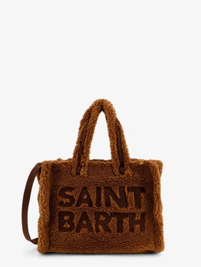 Mc2 Saint Barth Colette Teddy Crossbody Bag With Logo On The Front In Brown