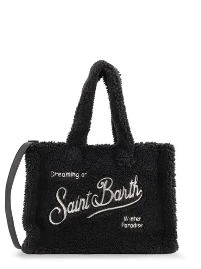 Mc2 Saint Barth Colette Teddy-embroidered Shoulder Bag In Black