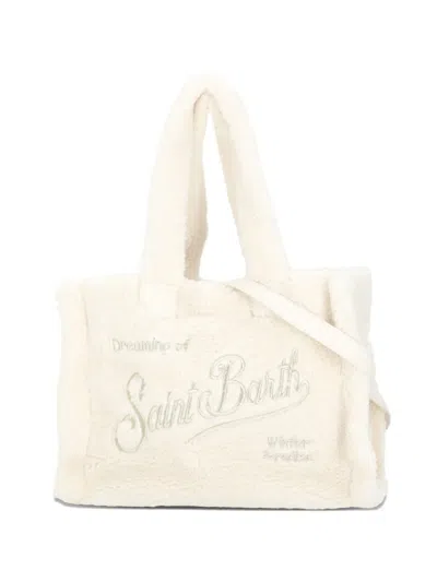 Mc2 Saint Barth Colette Teddy Logo Embroidered Tote Bag In White