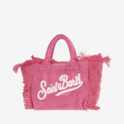 Mc2 Saint Barth Colette Terry Cloth Tote Bag With Embroidery In Fuchsia