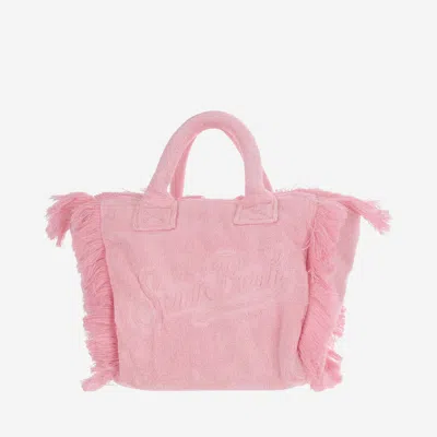 Mc2 Saint Barth Colette Terry Cloth Tote Bag With Embroidery In Pink