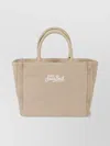 Mc2 Saint Barth Colette Tote Bag With Fringe And Handles In Neutral