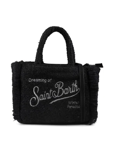Mc2 Saint Barth Kids' Colette Tweed Shoulder Bag In Black