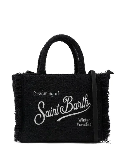 Mc2 Saint Barth Colette Tweed Tote Bag In Black