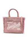 Mc2 Saint Barth Colette Velvet Fringed Handle Tote Bag In Pink