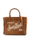 Mc2 Saint Barth Colette Velvet Fringed Tote Bag In Brown