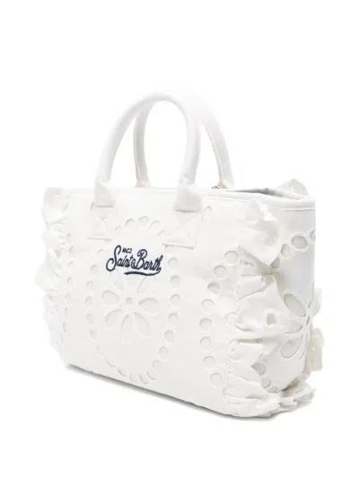 Mc2 Saint Barth Colette Volant Broderie-anglaise Tote Bag In White