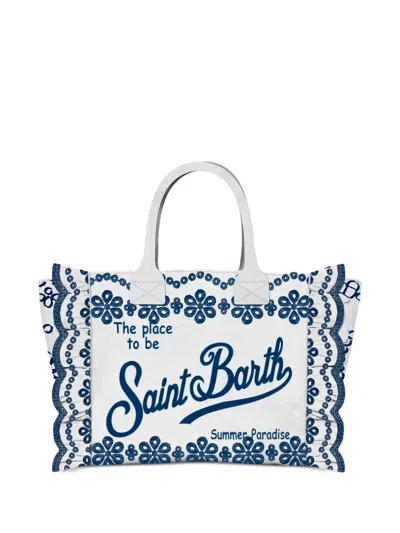 Mc2 Saint Barth Colette Volant Floral Tote Bag In White