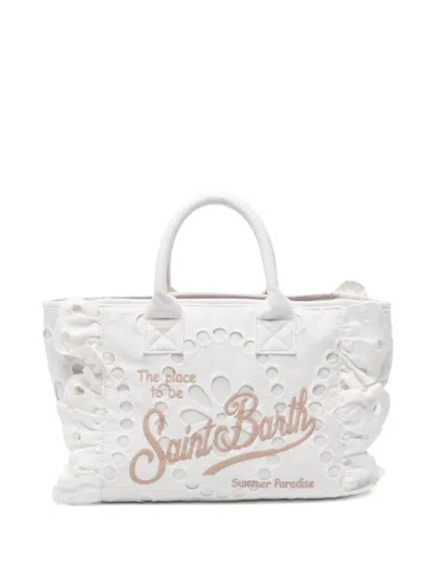 Mc2 Saint Barth Colette Volant Ruffled Broderie-anglaise Tote Bag In Pink