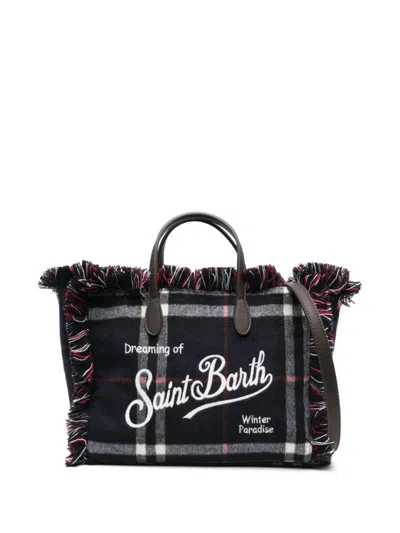 Mc2 Saint Barth Kids' Colette Tartan-pattern Tote Bag In Multi