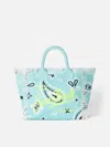 Mc2 Saint Barth Colette Water Green Cotton Canvas Handbag With Bandanna Print In Green