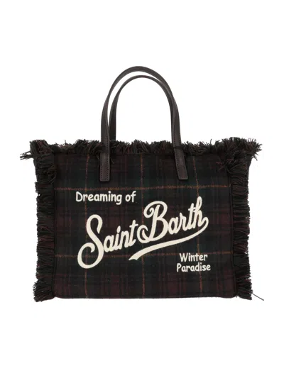 Mc2 Saint Barth Colette Wool N-tartan 5118 Emb In Brown