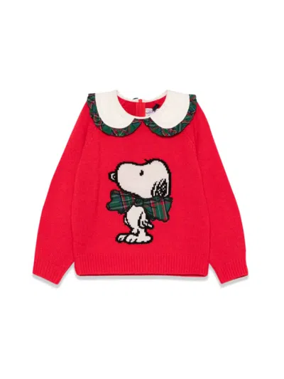 Mc2 Saint Barth Collar Sweater With Baloon Cuff In Red