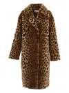 Mc2 Saint Barth Collared Animal Print Coat In Brown