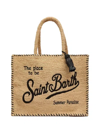 Mc2 Saint Barth Collette Raffia Tote Bag In Neutral
