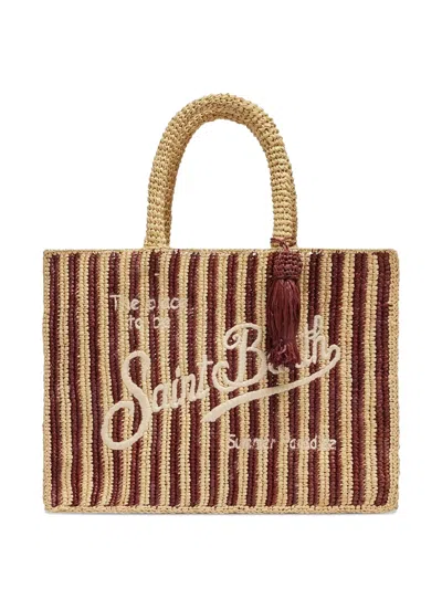 Mc2 Saint Barth Collette Striped Raffia Tote Bag In Red