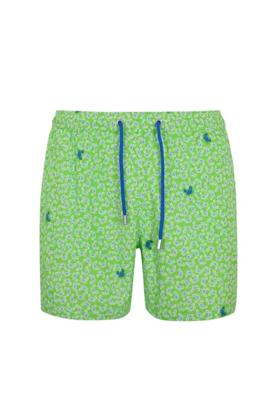 Mc2 Saint Barth Comfort Light Green Swimsuit With Crab Print In Verde