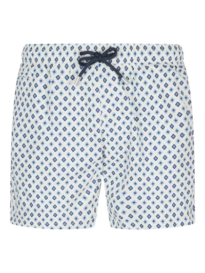 Mc2 Saint Barth Swim Trunks Drawstring Waist Print In White