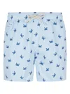 Mc2 Saint Barth Man Mid-length Seersucker Gustavia Swim Shorts With Anchors Embroidery