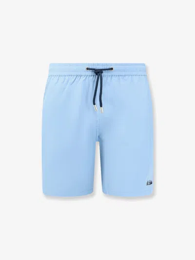 Mc2 Saint Barth Comfort Recycled Nylon Swim Boxer Shorts In Blue