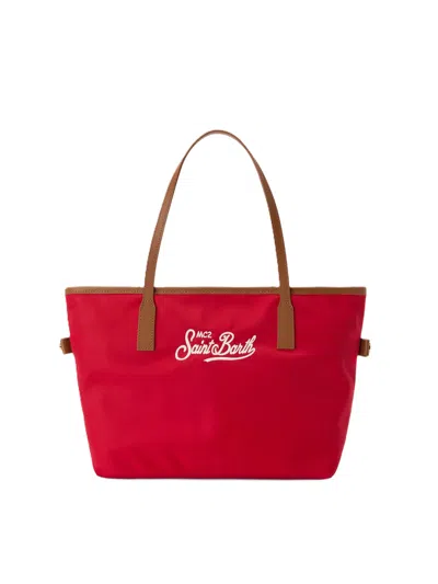 Mc2 Saint Barth Compact Nylon Shoulder Bag With Adjustable Handles In Red