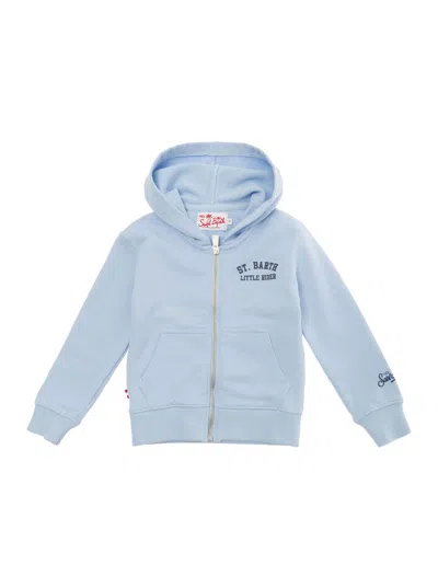 Mc2 Saint Barth Kids' Coney Light Blue Hoodie With Snoopy Special Rider Print In Cotton Man
