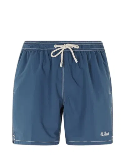 Mc2 Saint Barth Contrast-stitch Drawstring Swim Shorts In Blue