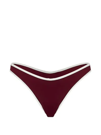 Mc2 Saint Barth Contrast-trim Bikini Bottoms In Burgundy