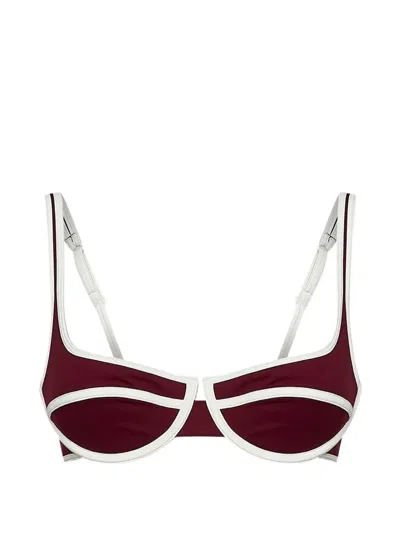Mc2 Saint Barth Contrast-trim Bikini Top In Red