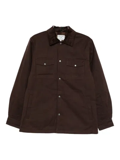 Mc2 Saint Barth Corduroy-collar Chest-pocket Shirt Jacket In Brown